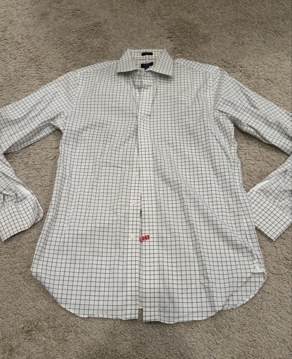 J.Crew Ludlow Slim-Fit Dress Shirt White Black & Pink Grid Check Size 15/34